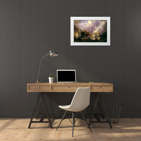 Rocky Mountain Landscape White Modern Wood Framed Art Print by Bierstadt, Albert