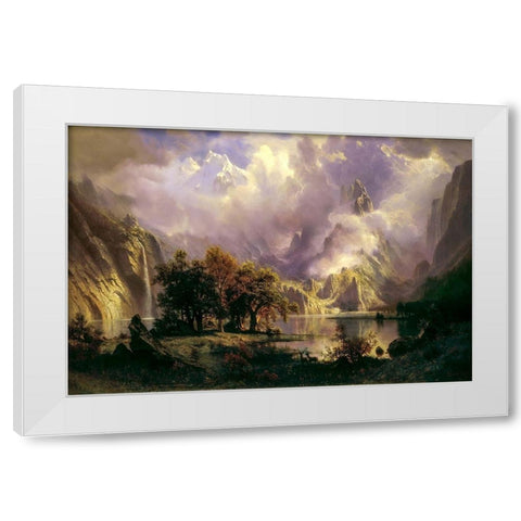 Rocky Mountain Landscape White Modern Wood Framed Art Print by Bierstadt, Albert