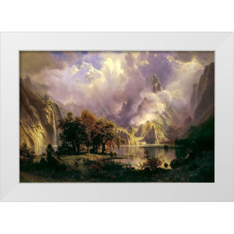 Rocky Mountain Landscape White Modern Wood Framed Art Print by Bierstadt, Albert