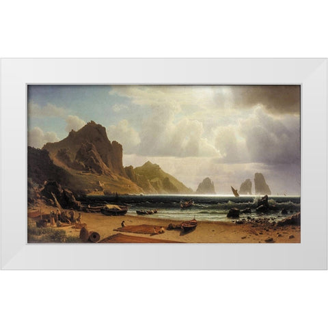 The Marina Piccola, Capri White Modern Wood Framed Art Print by Bierstadt, Albert