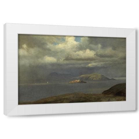 Alcatraz, San Francisco Bay White Modern Wood Framed Art Print by Bierstadt, Albert
