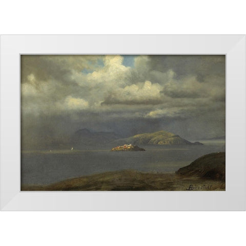 Alcatraz, San Francisco Bay White Modern Wood Framed Art Print by Bierstadt, Albert