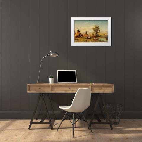 Sioux Village near Fort Laramie White Modern Wood Framed Art Print by Bierstadt, Albert