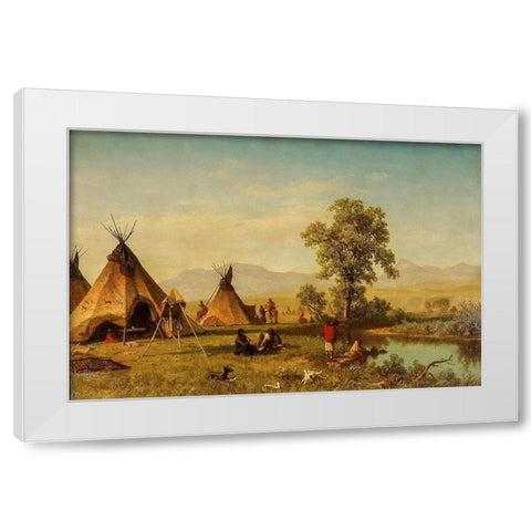 Sioux Village near Fort Laramie White Modern Wood Framed Art Print by Bierstadt, Albert