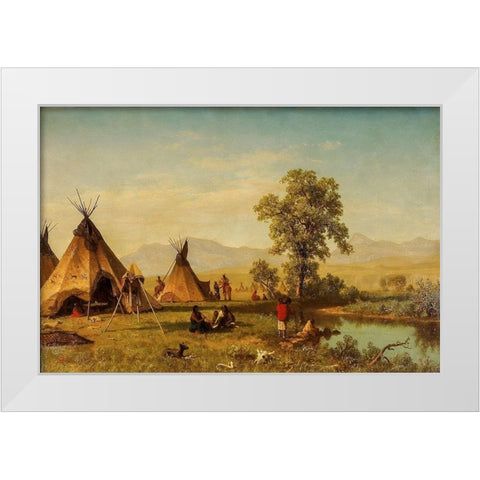 Sioux Village near Fort Laramie White Modern Wood Framed Art Print by Bierstadt, Albert