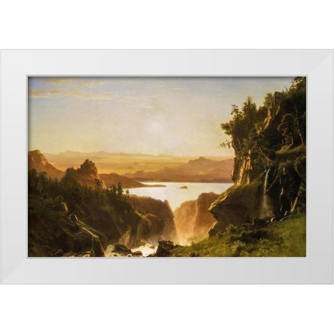 Island Lake, Wind River Range, Wyoming White Modern Wood Framed Art Print by Bierstadt, Albert