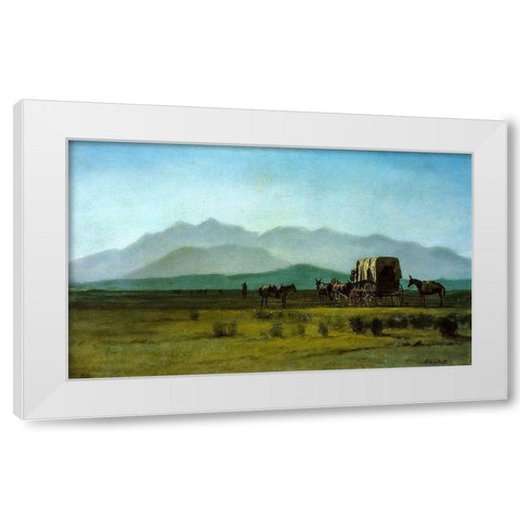 Surveyor’s Wagon in the Rockies White Modern Wood Framed Art Print by Bierstadt, Albert