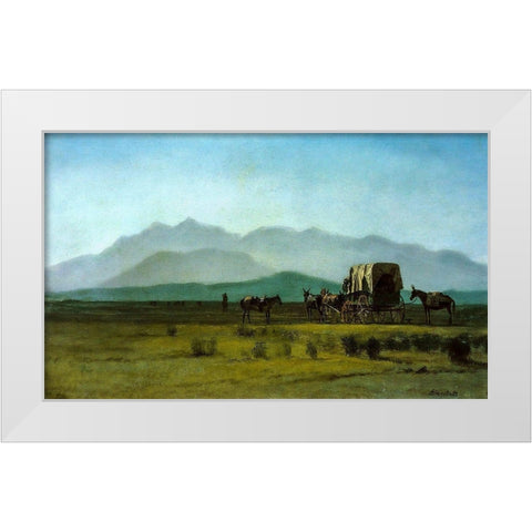 Surveyor’s Wagon in the Rockies White Modern Wood Framed Art Print by Bierstadt, Albert