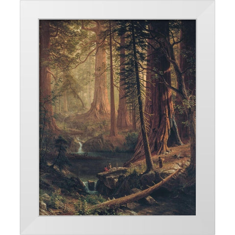 Giant Redwood Trees of California White Modern Wood Framed Art Print by Bierstadt, Albert
