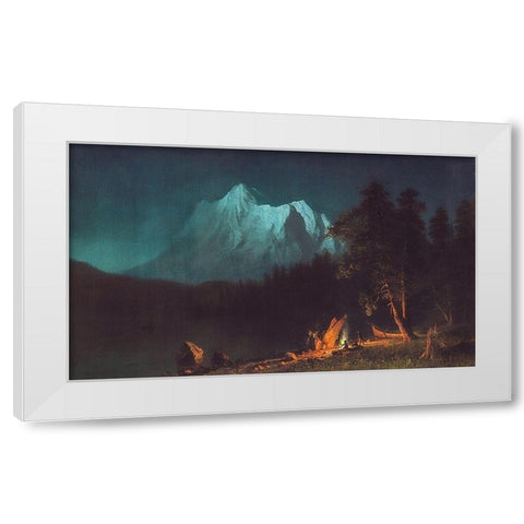 Mountainous Landscape by Moonlight White Modern Wood Framed Art Print by Bierstadt, Albert
