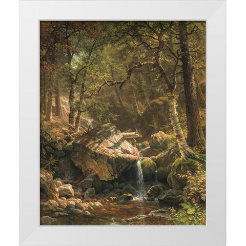 Mountain Brook White Modern Wood Framed Art Print by Bierstadt, Albert