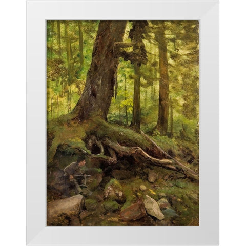 Hunter in the White Mountains Near Glen House White Modern Wood Framed Art Print by Bierstadt, Albert