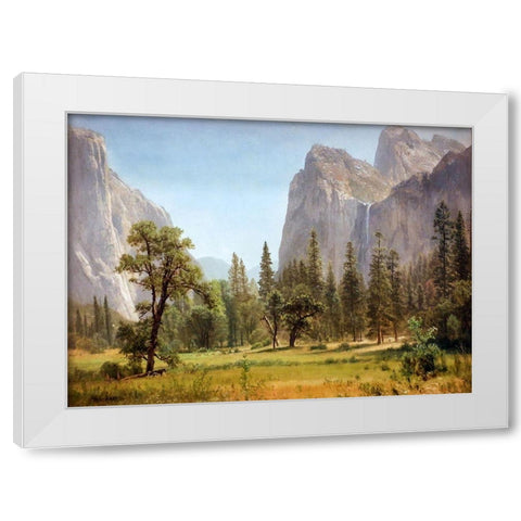 Bridal Veil Falls, Yosemite Valley, California White Modern Wood Framed Art Print by Bierstadt, Albert
