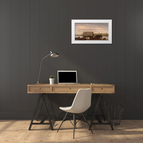 Nooning on the Platte White Modern Wood Framed Art Print by Bierstadt, Albert