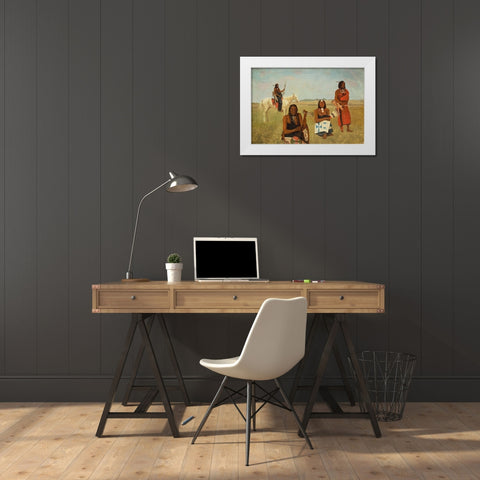Indians near Fort Laramie White Modern Wood Framed Art Print by Bierstadt, Albert