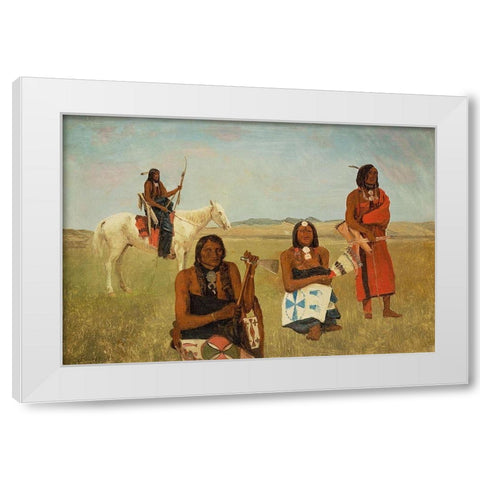 Indians near Fort Laramie White Modern Wood Framed Art Print by Bierstadt, Albert