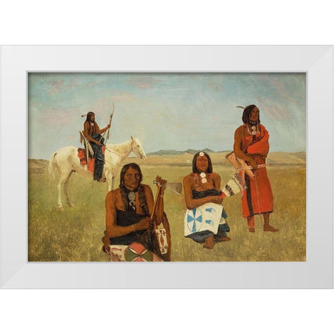 Indians near Fort Laramie White Modern Wood Framed Art Print by Bierstadt, Albert