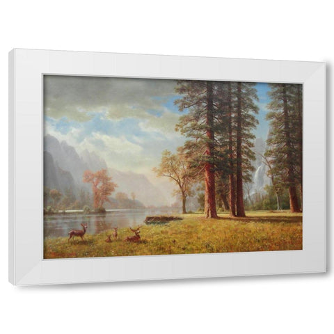 The Hetch Hetchy Valley, California White Modern Wood Framed Art Print by Bierstadt, Albert