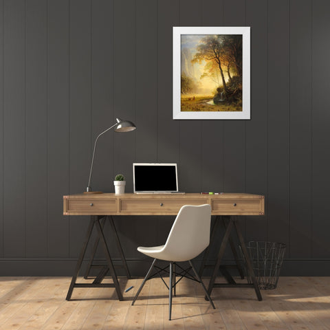 Hetch Hetchy Canyon White Modern Wood Framed Art Print by Bierstadt, Albert