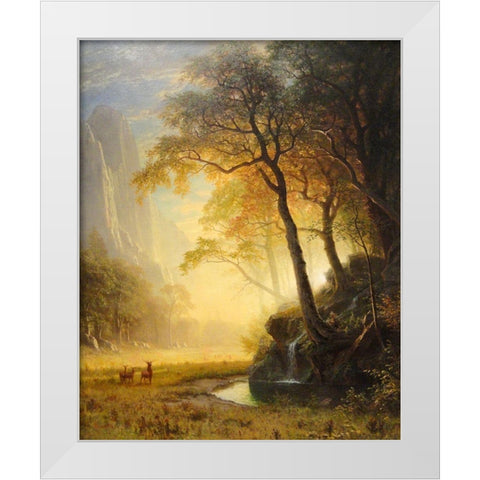 Hetch Hetchy Canyon White Modern Wood Framed Art Print by Bierstadt, Albert