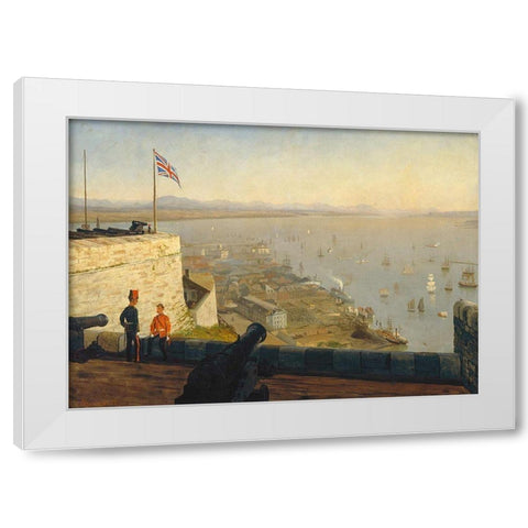 St. Lawrence River, from the Citadel, Quebec White Modern Wood Framed Art Print by Bierstadt, Albert