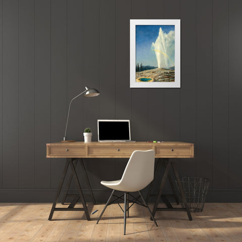 Old Faithful White Modern Wood Framed Art Print by Bierstadt, Albert