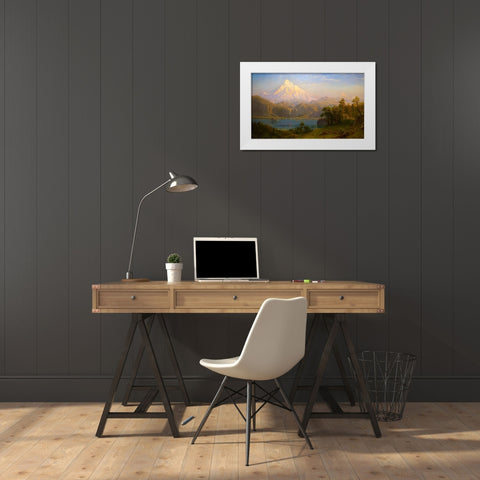 Mount Hood White Modern Wood Framed Art Print by Bierstadt, Albert