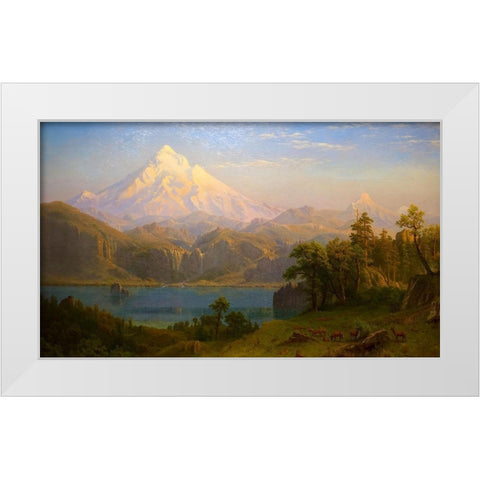 Mount Hood White Modern Wood Framed Art Print by Bierstadt, Albert