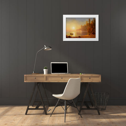Indian Canoe White Modern Wood Framed Art Print by Bierstadt, Albert