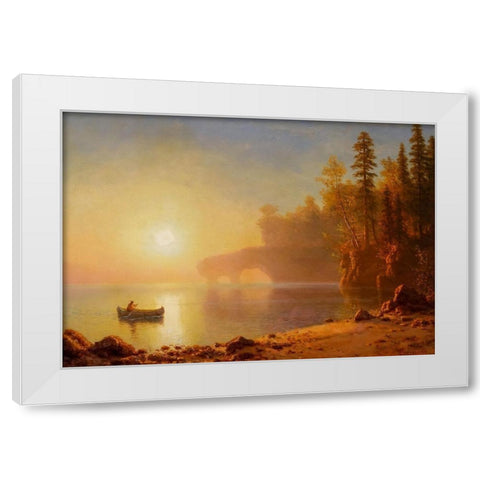 Indian Canoe White Modern Wood Framed Art Print by Bierstadt, Albert