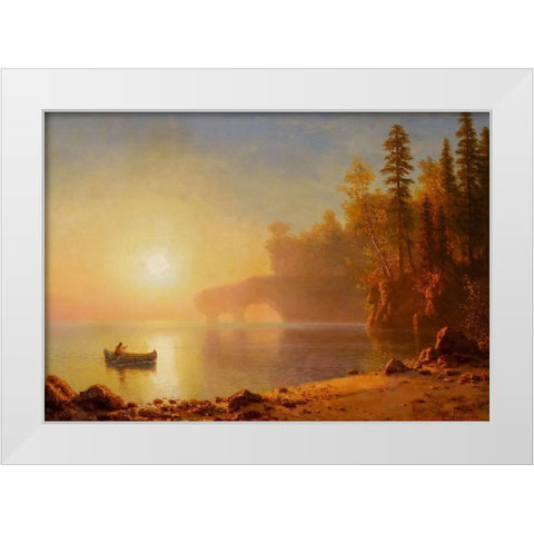 Indian Canoe White Modern Wood Framed Art Print by Bierstadt, Albert