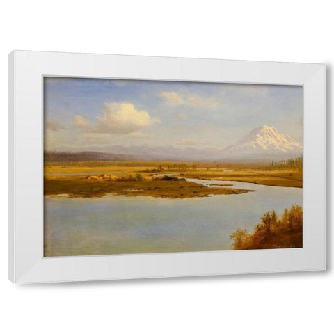 Mt. Hood, Oregon White Modern Wood Framed Art Print by Bierstadt, Albert