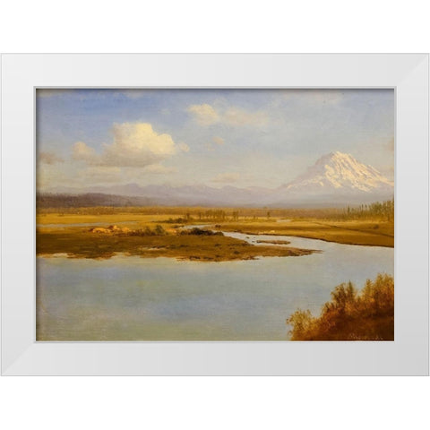 Mt. Hood, Oregon White Modern Wood Framed Art Print by Bierstadt, Albert