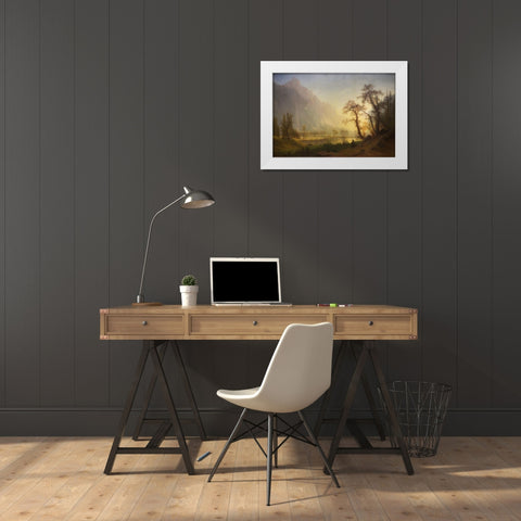 Sunrise, Yosemite Valley White Modern Wood Framed Art Print by Bierstadt, Albert