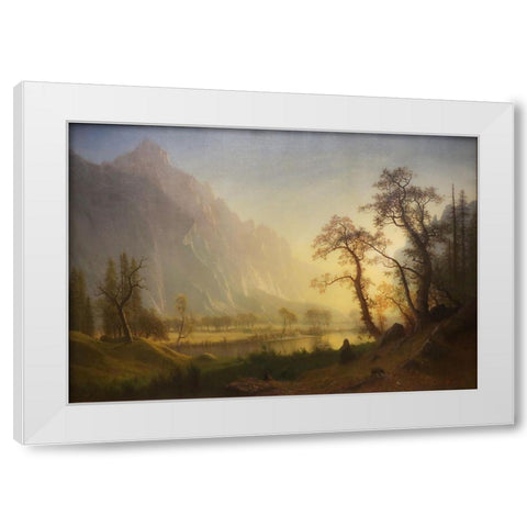 Sunrise, Yosemite Valley White Modern Wood Framed Art Print by Bierstadt, Albert