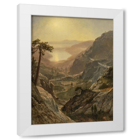 View of Donner Lake White Modern Wood Framed Art Print by Bierstadt, Albert