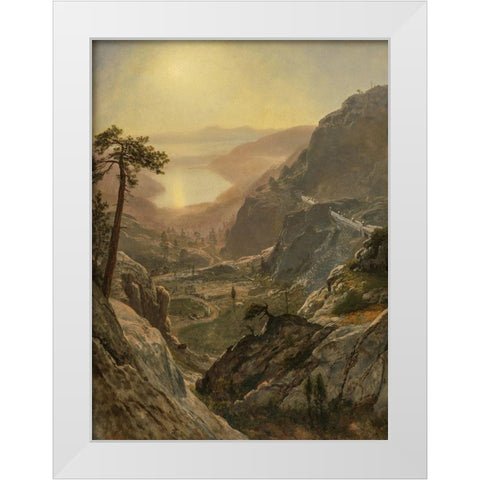 View of Donner Lake White Modern Wood Framed Art Print by Bierstadt, Albert