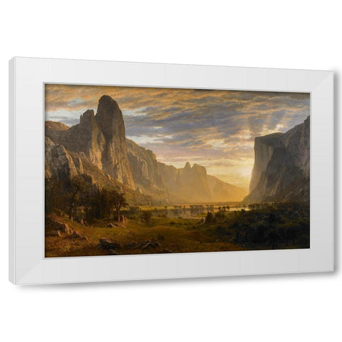 Looking Down Yosemite Valley White Modern Wood Framed Art Print by Bierstadt, Albert