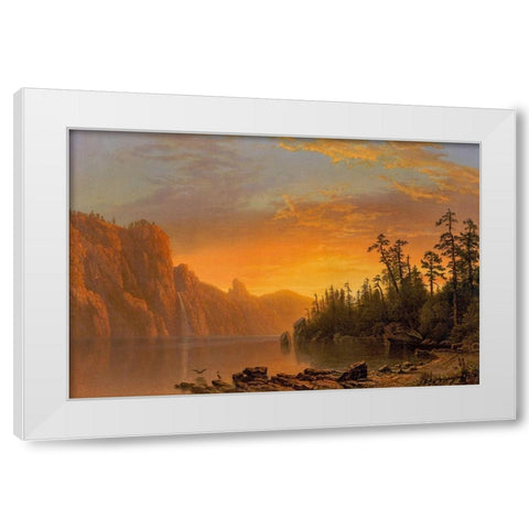 Sunset California scenery White Modern Wood Framed Art Print by Bierstadt, Albert