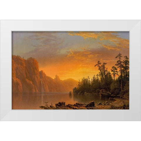 Sunset California scenery White Modern Wood Framed Art Print by Bierstadt, Albert