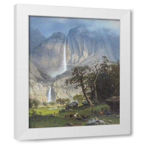 Yosemite Falls White Modern Wood Framed Art Print by Bierstadt, Albert
