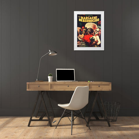 Mexican Movie Poster El Mariachi desconocido White Modern Wood Framed Art Print by Garcia Cabral, Ernesto