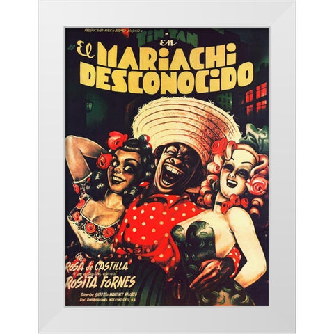 Mexican Movie Poster El Mariachi desconocido White Modern Wood Framed Art Print by Garcia Cabral, Ernesto