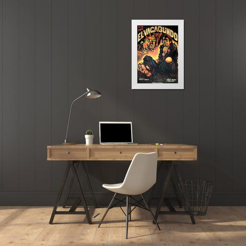 Mexican Movie Poster El Vagabundo White Modern Wood Framed Art Print by Garcia Cabral, Ernesto