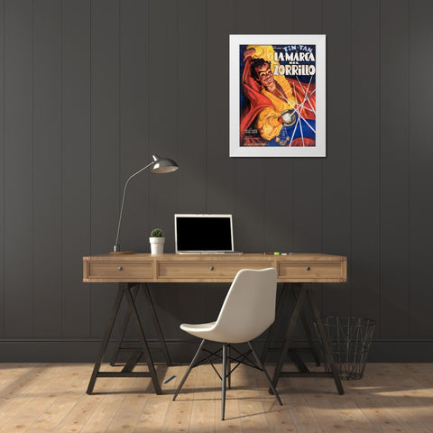 Mexican Movie Poster La Marca del Zorrillo White Modern Wood Framed Art Print by Garcia Cabral, Ernesto