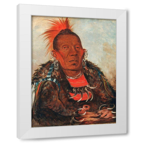 Wah ro nee sah, The Surrounder, Chief of the Tribe White Modern Wood Framed Art Print by Catlin, George