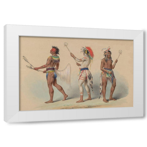 Ball Players, 1844 White Modern Wood Framed Art Print by Catlin, George