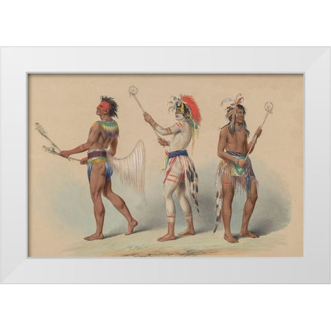 Ball Players, 1844 White Modern Wood Framed Art Print by Catlin, George