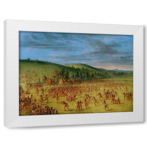 Ball play of the Choctaw Ball Up White Modern Wood Framed Art Print by Catlin, George