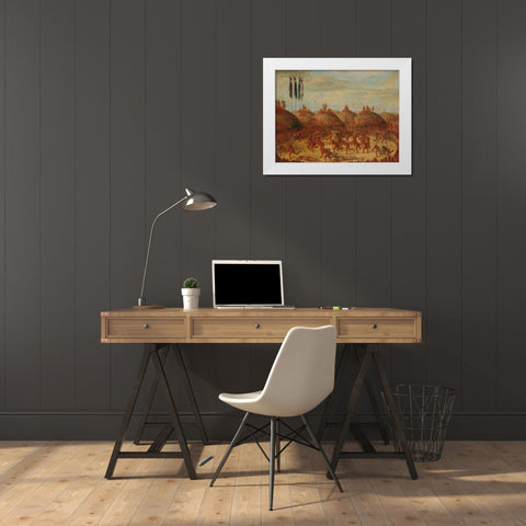 The Last Race, Mandan O kee pa Ceremony White Modern Wood Framed Art Print by Catlin, George